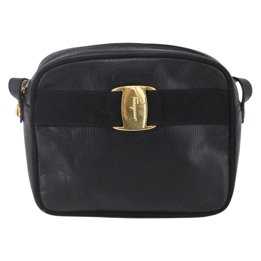 Salvatore Ferragamo Leather Vara Shoulder Bag Black